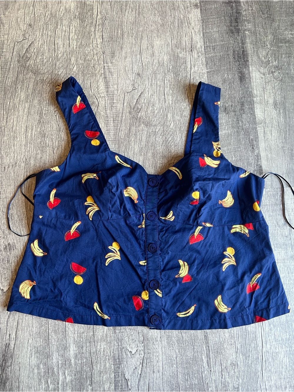 ModCloth Working For The Weekend Fruit Banana Watermelon Crop Top VTG Style